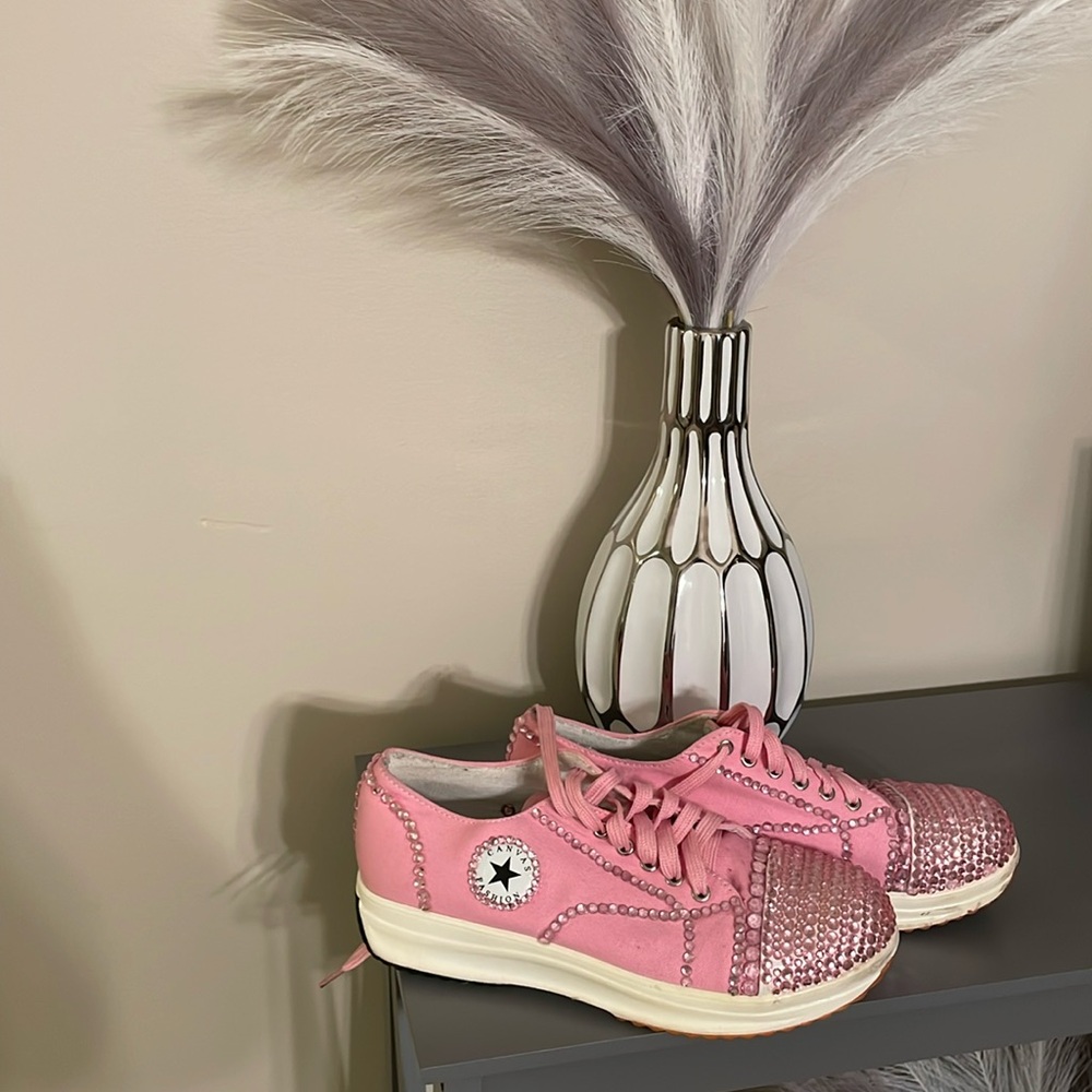Pink Converse Sequins Tennis Shoes, Size 11, Gently Worn